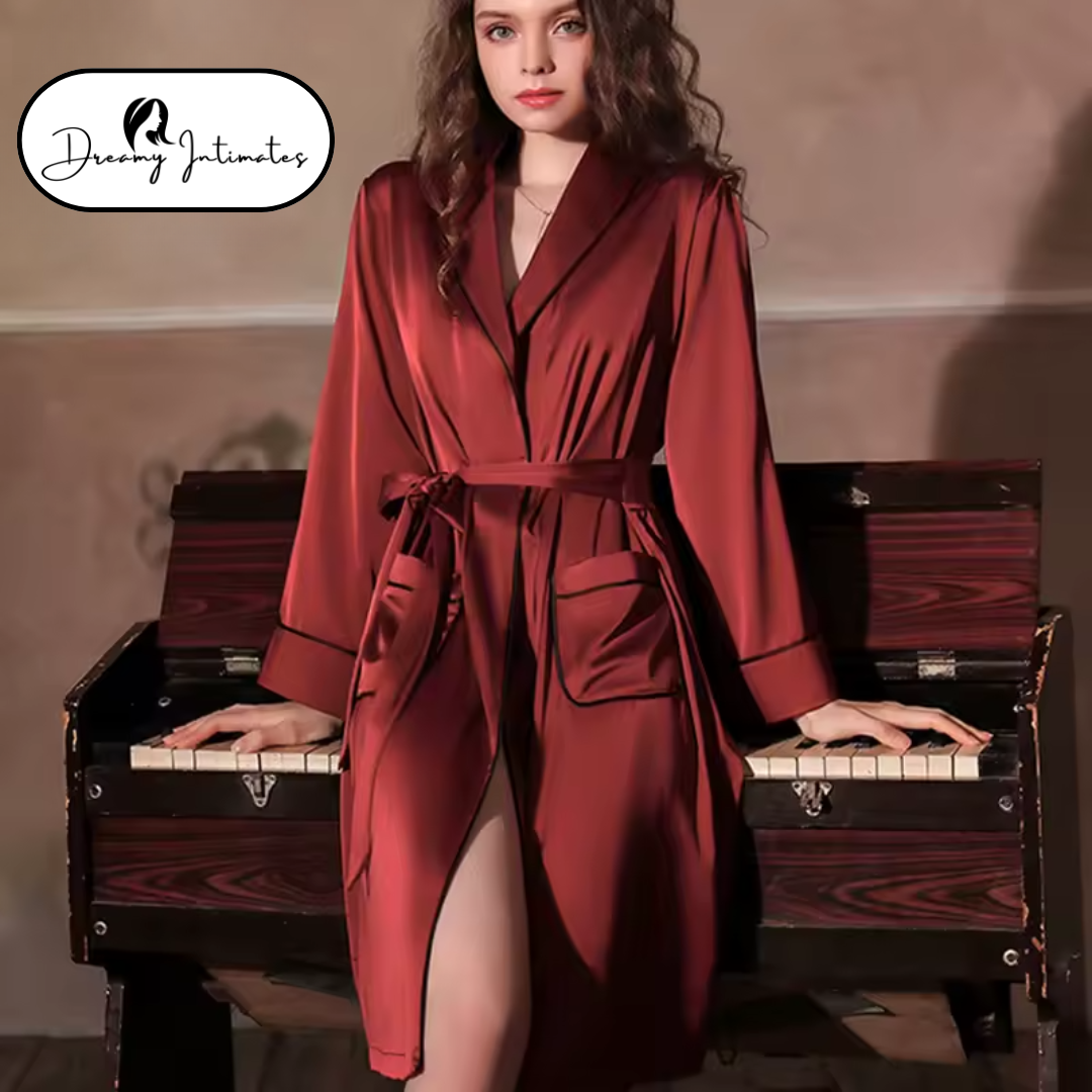 Silky Satin Robe Sleepwear Nightdress